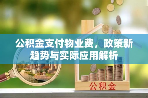 宁远公积金支付物业费，政策新趋势与实际应用解析